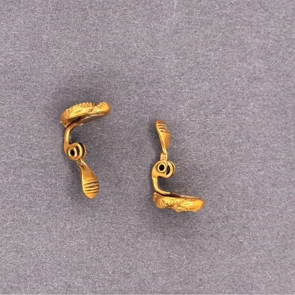 Vintage Yves Saint Laurent YSL Gold Rope Knot Clip-On Earrings 1980s Rosette - Picture 3 of 6